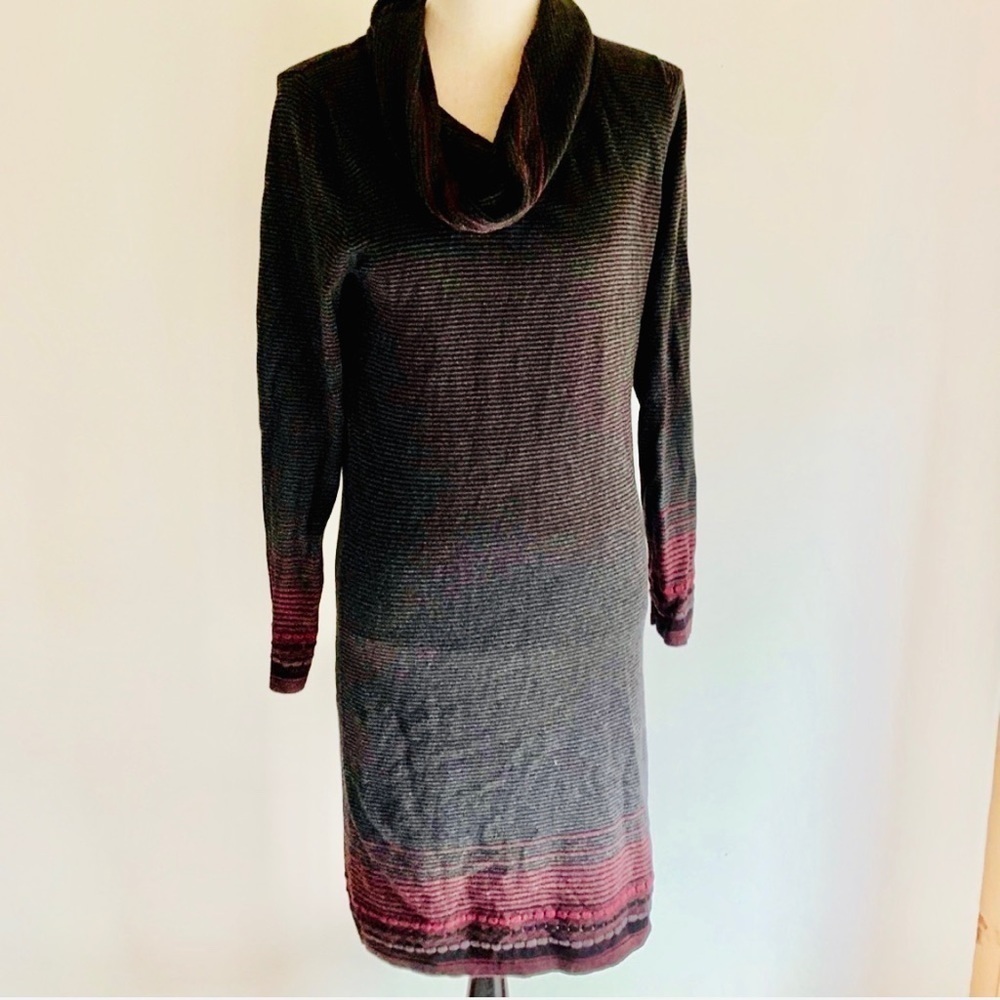 Max Studio Red Stripe Charcoal Sweater Dress sz M
